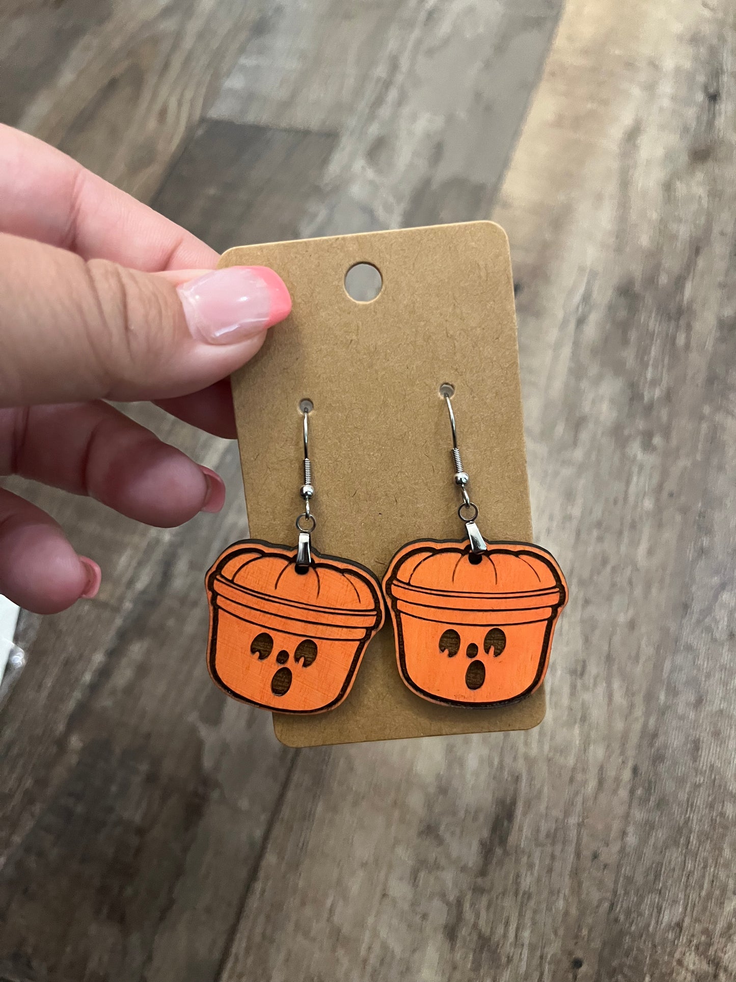 RTS Pumpkin Bucket Earrings